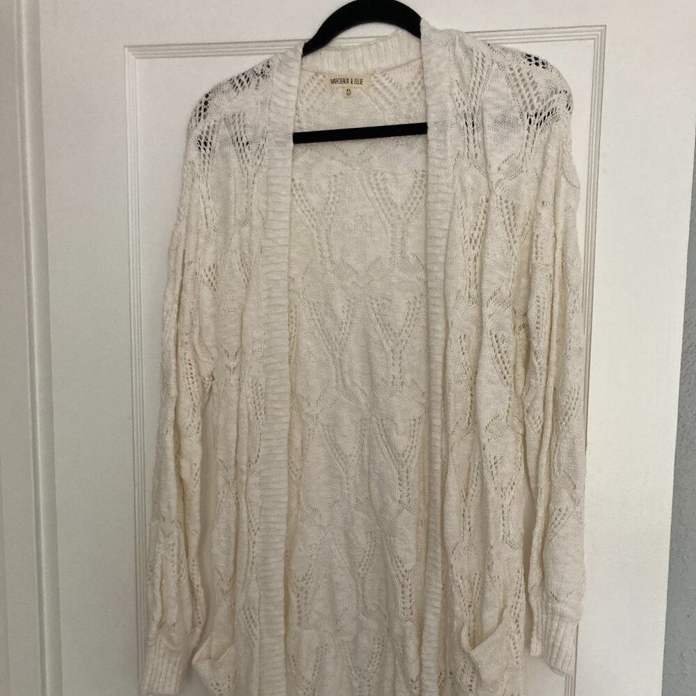 White lace slouch cardigan